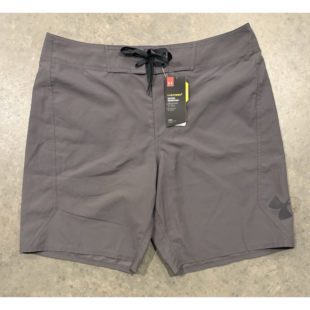 Under Armour UA Boardshorts Mens 38 Gray Stretch Loose Fit Water Resistant NEW